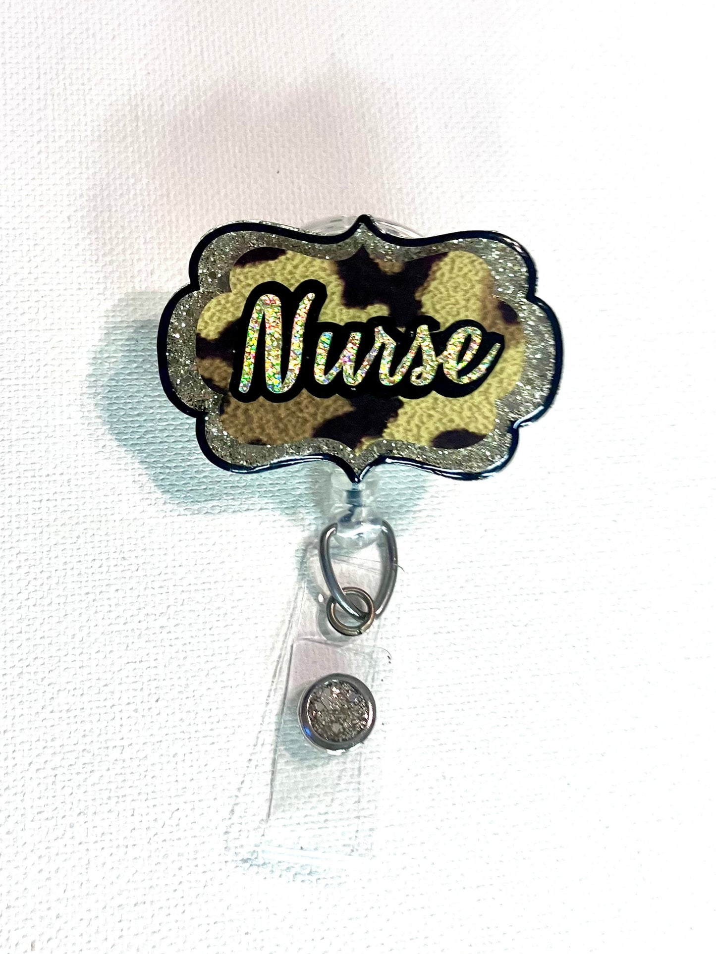 Cheetah Print Nurse Badge Reel
