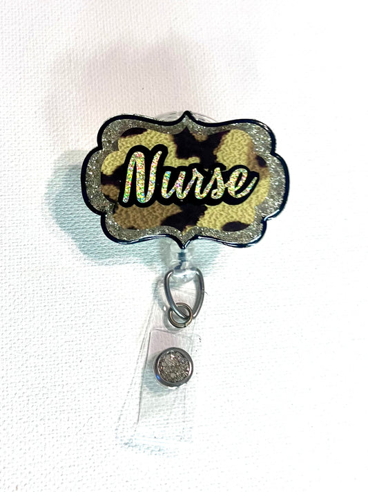 Cheetah Print Nurse Badge Reel